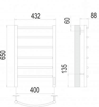 Классик П6 400х650 Электро (quick touch) Полотенцесушитель TERMINUS Новоуральск - фото 3 Классик П6 400х650 Электро (quick touch) Полотенцесушитель TERMINUS Новоуральск - фото 3