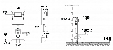 Сенсорная система инсталляции для подвесного унитаза 500х1125 (3 в 1) Terminus Новоуральск - фото 9