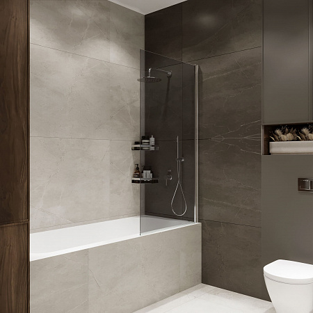 Шторка на ванну распашная Terminus Ното 02 1500х700 проф.хром, тонированная Новоуральск - фото 1 Шторка на ванну распашная Terminus Ното 02 1500х700 проф.хром, тонированная Новоуральск - фото 1