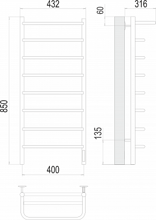 Полка П8 400х850 Электро (quick touch) Полотенцесушитель TERMINUS Новоуральск - фото 3 Полка П8 400х850 Электро (quick touch) Полотенцесушитель TERMINUS Новоуральск - фото 3