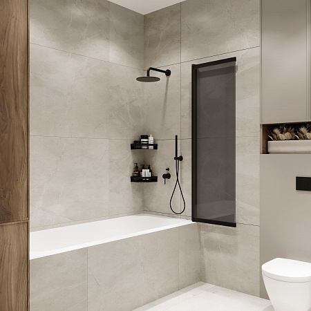 Шторка на ванну слайдер Terminus Ното 01 1500х900 проф.черный, тонированная Новоуральск - фото 3 Шторка на ванну слайдер Terminus Ното 01 1500х900 проф.черный, тонированная Новоуральск - фото 3