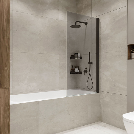 Шторка на ванну распашная Terminus Ното 02 1500х700 проф.черный, тонированная Новоуральск - фото 1 Шторка на ванну распашная Terminus Ното 02 1500х700 проф.черный, тонированная Новоуральск - фото 1