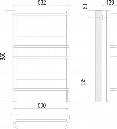 Евромикс П8 500х850 Электро (quick touch) Полотенцесушитель TERMINUS Новоуральск - фото 3 Евромикс П8 500х850 Электро (quick touch) Полотенцесушитель TERMINUS Новоуральск - фото 3