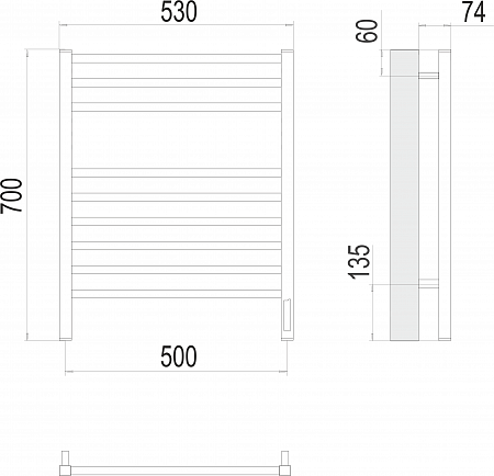 Ватикан П9 500х700 электро (sensor quick touch) Полотенцесушитель TERMINUS)  Новоуральск - фото 3