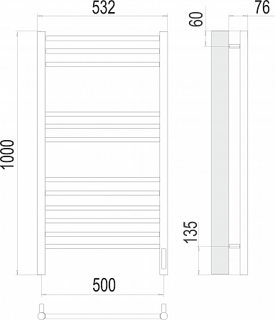 Аврора П12 500х1000 электро (sensor quick touch) Полотенцесушитель TERMINUS Новоуральск - фото 3 Аврора П12 500х1000 электро (sensor quick touch) Полотенцесушитель TERMINUS Новоуральск - фото 3