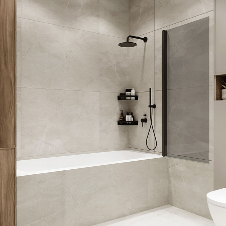 Шторка на ванну распашная Terminus Ното 02 1500х700 проф.черный, тонированная Новоуральск - фото 2 Шторка на ванну распашная Terminus Ното 02 1500х700 проф.черный, тонированная Новоуральск - фото 2