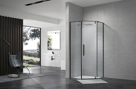 Душевой уголок распашной Terminus Альба 04 1000х1000х2200 трапеция чёрный Новоуральск - фото 2 Душевой уголок распашной Terminus Альба 04 1000х1000х2200 трапеция чёрный Новоуральск - фото 2