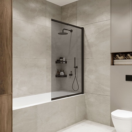 Шторка на ванну слайдер Terminus Ното 01 1500х900 проф.черный, тонированная Новоуральск - фото 1 Шторка на ванну слайдер Terminus Ното 01 1500х900 проф.черный, тонированная Новоуральск - фото 1