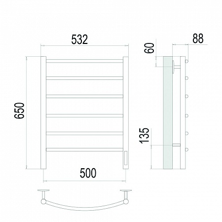 Классик П6 500х650 Электро (quick touch) Полотенцесушитель TERMINUS Сатин Новоуральск - фото 4 Классик П6 500х650 Электро (quick touch) Полотенцесушитель TERMINUS Сатин Новоуральск - фото 4