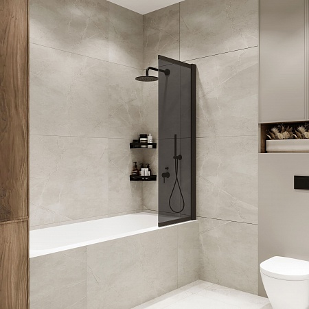 Шторка на ванну слайдер Terminus Ното 01 1500х900 проф.черный, тонированная Новоуральск - фото 2 Шторка на ванну слайдер Terminus Ното 01 1500х900 проф.черный, тонированная Новоуральск - фото 2