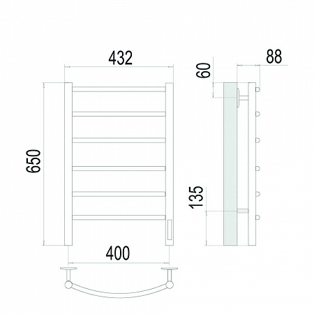 Классик П6 400х650 Электро (quick touch) Полотенцесушитель TERMINUS Сатин Новоуральск - фото 4 Классик П6 400х650 Электро (quick touch) Полотенцесушитель TERMINUS Сатин Новоуральск - фото 4